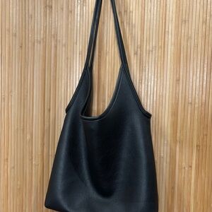 Elegant Black Leather Tote Bag